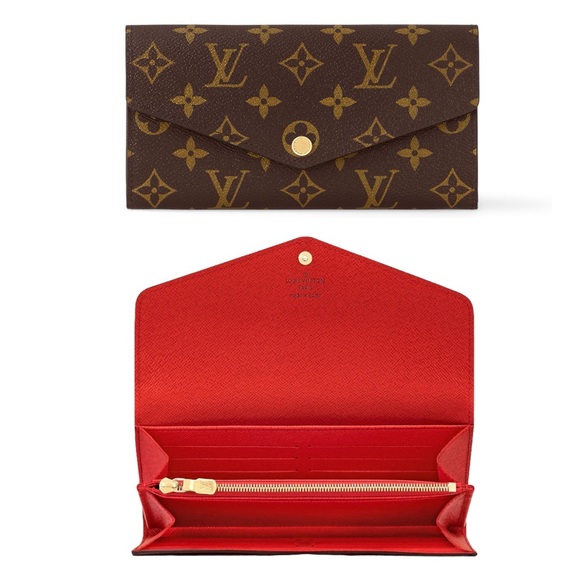 Authentic LOUIS VUITTON Monogram Sarah Jeanne Wallet in Poppy Red M62236 - Picture 2 of 14